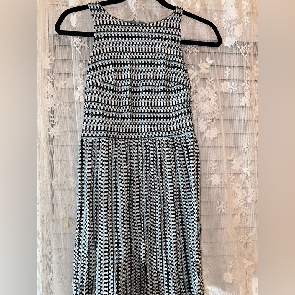 Loft petite blue, white, and black dress
